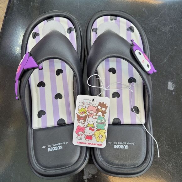 Brand New Sanrio Kuromi Black Heart Slippers Size: US 8 - Picture 4 of 10